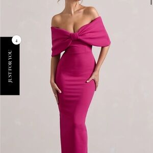 Club L London Fuchsia Off-Shoulder Maxi Dress